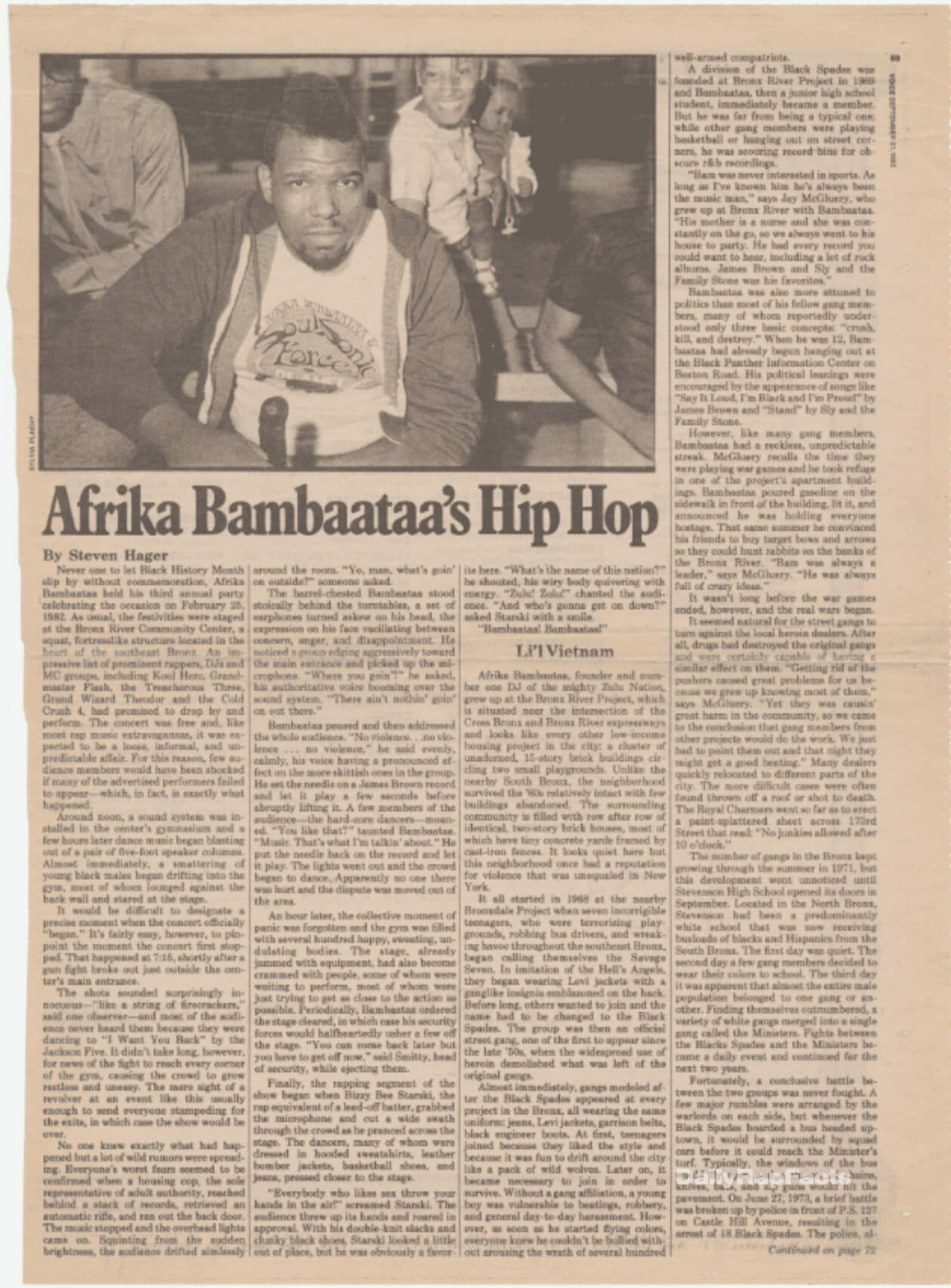 The term “Hip-Hop” first appeared in print on September 21st, 1982