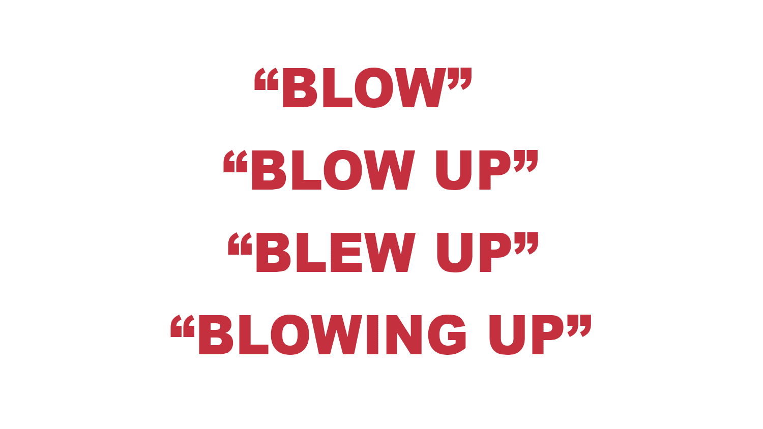 What does “Blow”, “Blow up”, “Blew Up”, & “Blowing up” mean?
