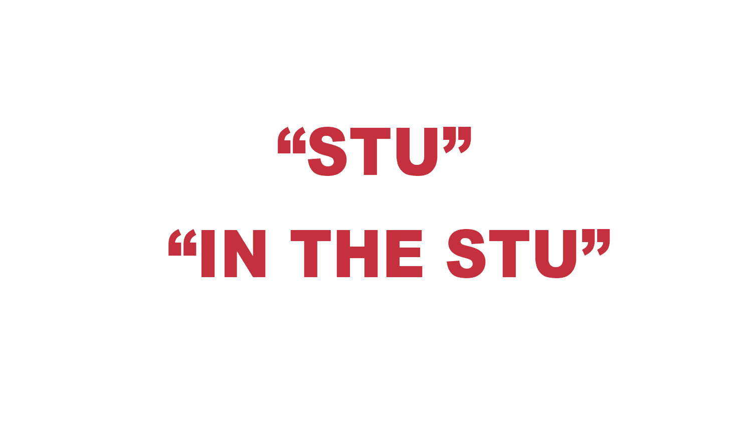 What does “Stu” or “In the Stu” mean?